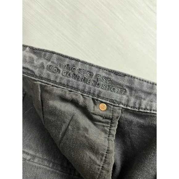 American Eagle Womens 16 Black Denim Highest Rise Boyfriend Short Y2K Grunge - Picture 6 of 11